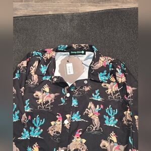 Black Cowboy Print Kids Long Sleeve Shirt